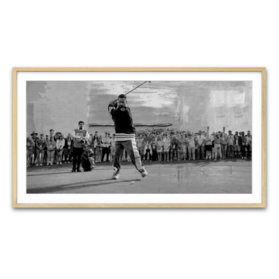 AUTO-MOCKUP WHITE | Happy Gilmore 2 Grayscale | 1 Piece | Natural Framed Print | group=2x1