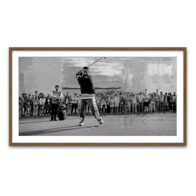 AUTO-MOCKUP WHITE | Happy Gilmore 2 Grayscale | 1 Piece | Walnut Framed Print | group=2x1