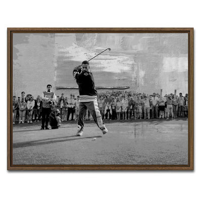 AUTO-MOCKUP WHITE | Happy Gilmore 2 Grayscale | 1 Piece | Walnut Framed Canvas | group=4x3