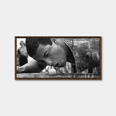 AUTO-MOCKUP WHITE | Happy Gilmore Grayscale | 1 Piece | Walnut Framed Canvas | group=2x1