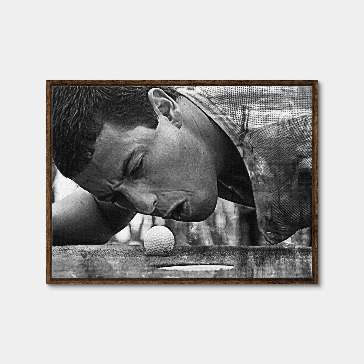 AUTO-MOCKUP WHITE | Happy Gilmore Grayscale | 1 Piece | Walnut Framed Canvas | group=4x3