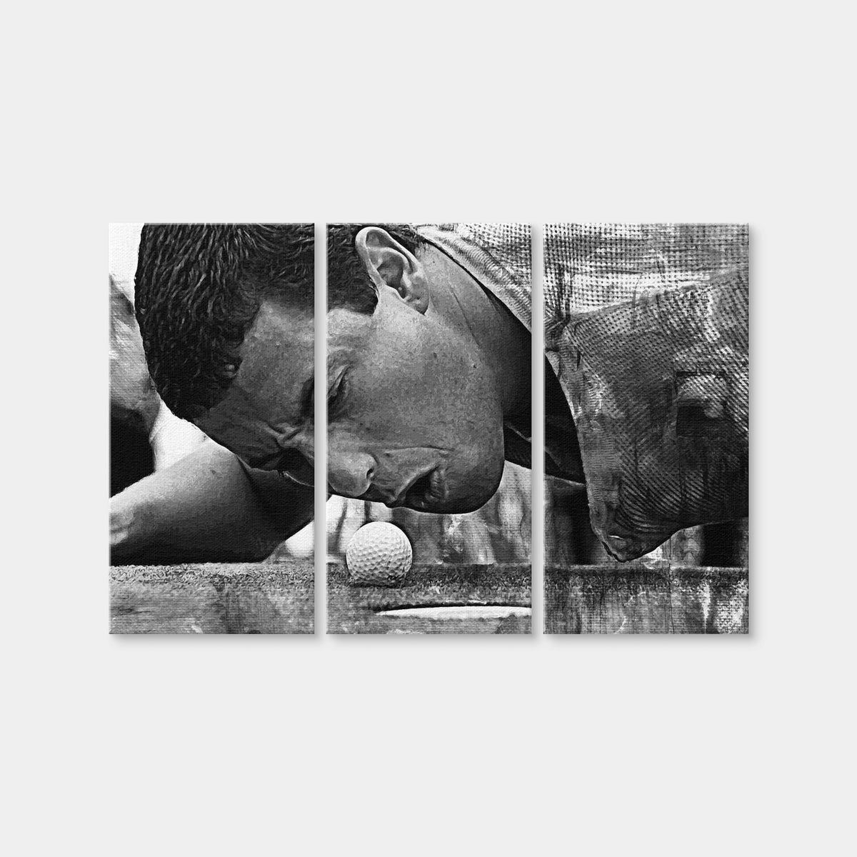 AUTO-MOCKUP WHITE | Happy Gilmore Grayscale | 3 Piece | Gallery Wrap Canvas | group=12x24