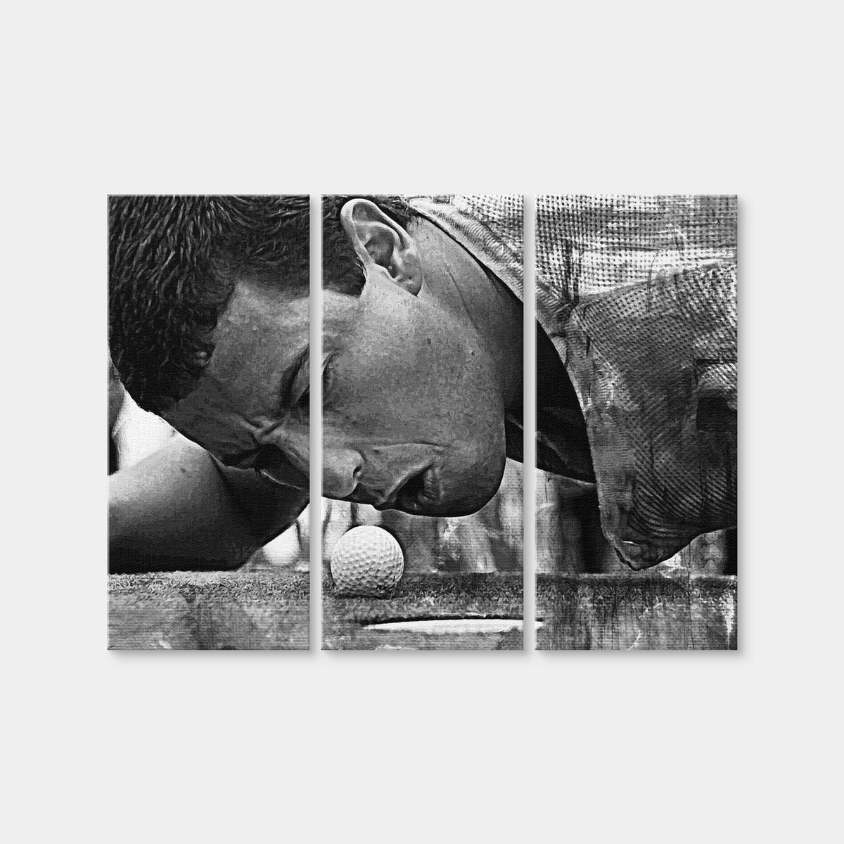 AUTO-MOCKUP WHITE | Happy Gilmore Grayscale | 3 Piece | Gallery Wrap Canvas | group=8x18