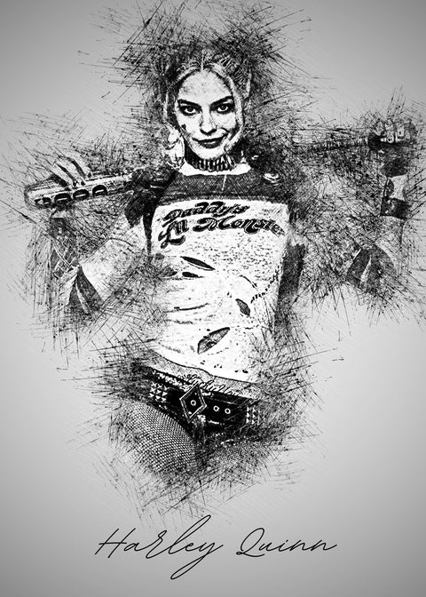 Harley Quinn Sketch Wall Art