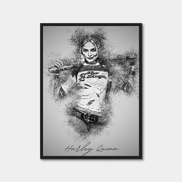 Harley Quinn Sketch Wall Art — Framed Canvas Format preview