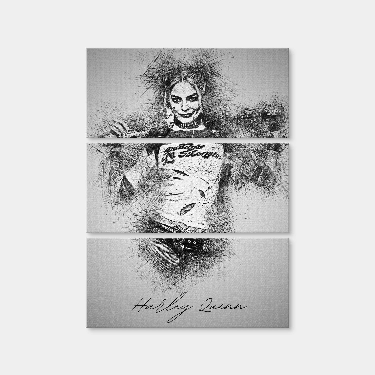 bill harley monsters in the bathroom Harley Quinn Sketch Wall Art