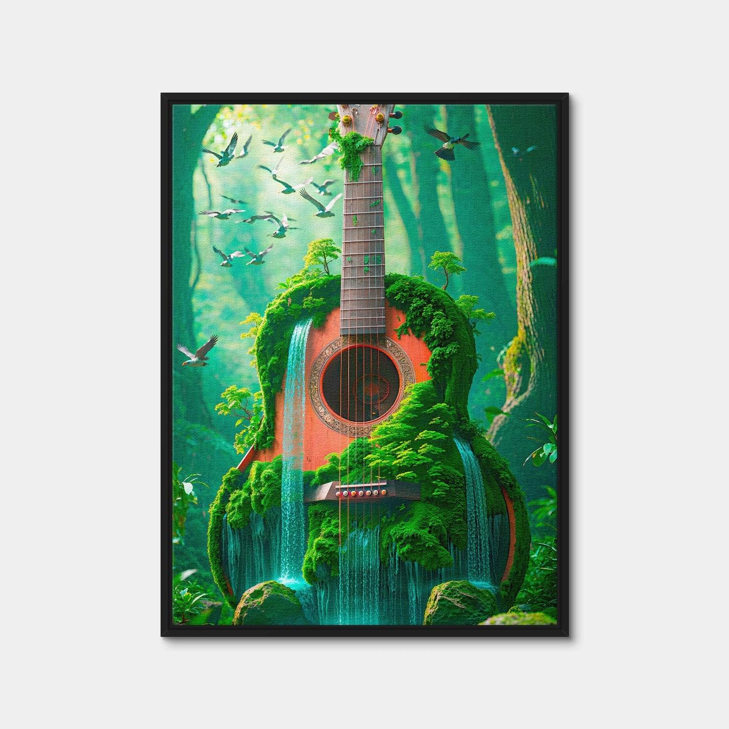 AUTO-MOCKUP WHITE | Harmony in Nature and Melody | 1 Piece | Black Framed Canvas | group=3x4