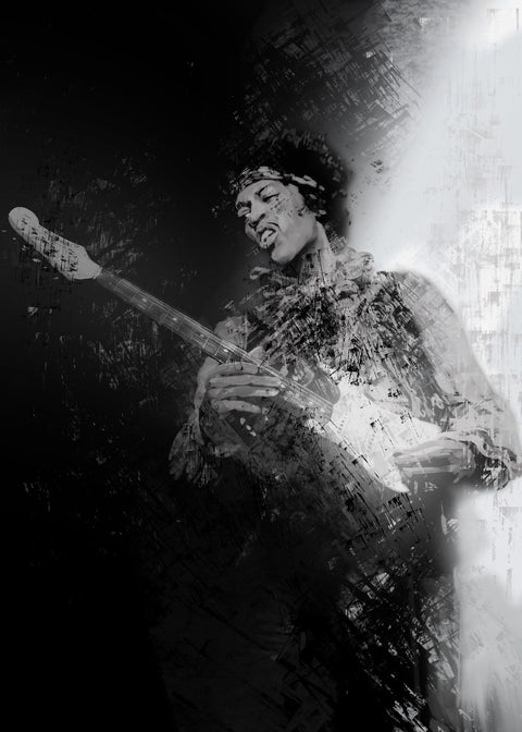 Hendrix Guitar God Wall Art