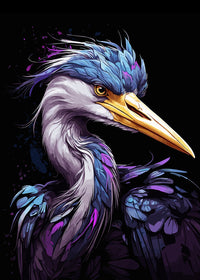 Heron Animal Colorful Wall Art