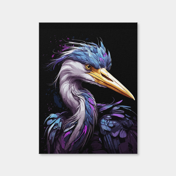 Heron Animal Colorful Wall Art — Canvas Wrap Format preview