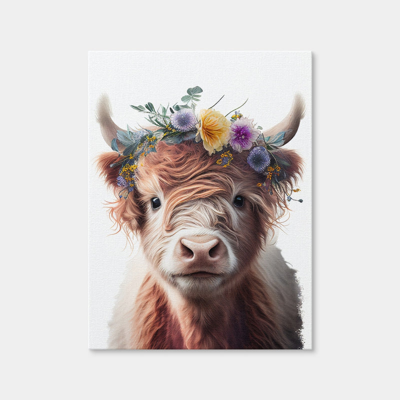 AUTO-MOCKUP WHITE | Highland Cow Portrait | 1 Piece | Gallery Wrap Canvas | group=3x4