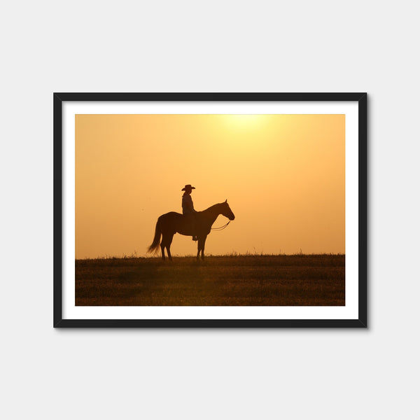 Horse & Cowboy at Sunset Wall Art — Framed Print Format preview