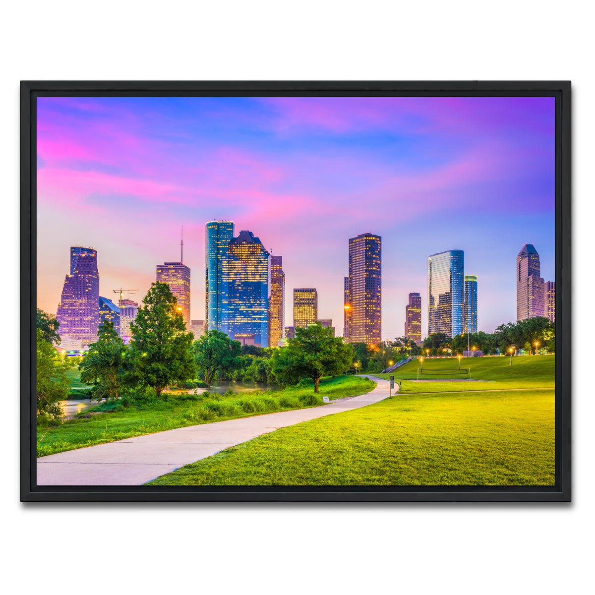 AUTO-MOCKUP WHITE | Houston Cityscape | 1 Piece | Black Framed Canvas | group=4x3