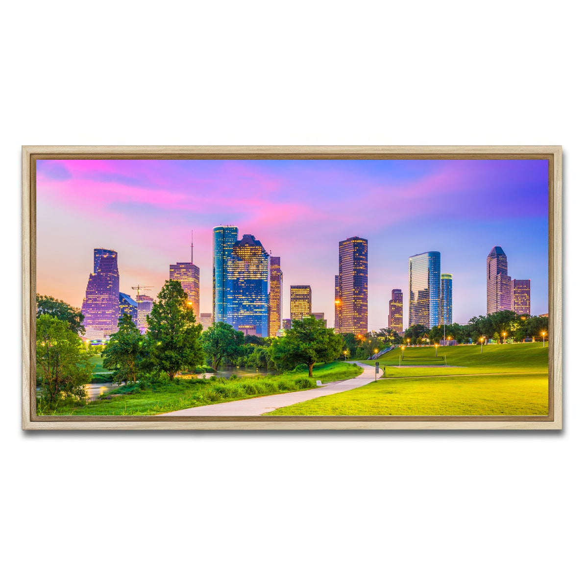 AUTO-MOCKUP WHITE | Houston Cityscape | 1 Piece | Natural Framed Canvas | group=2x1