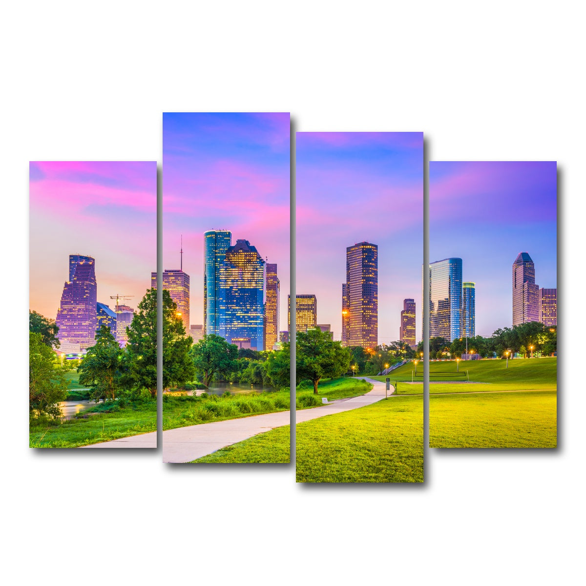 AUTO-MOCKUP WHITE | Houston Cityscape | 4 Piece | Gallery Wrap Canvas | group=4_normal