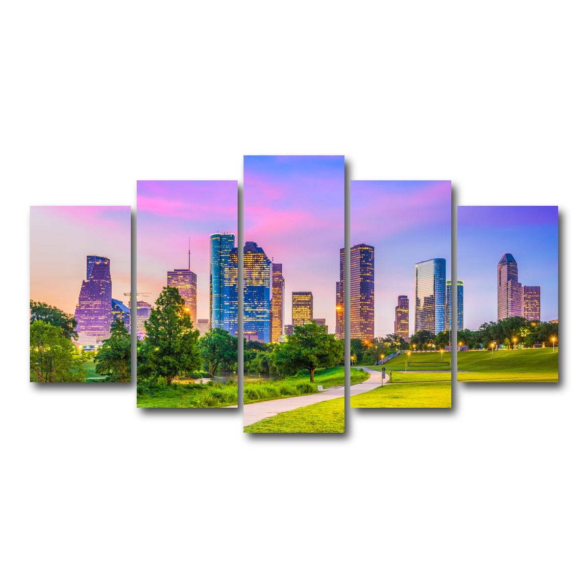 AUTO-MOCKUP WHITE | Houston Cityscape | 5 Piece | Gallery Wrap Canvas | group=5_normal