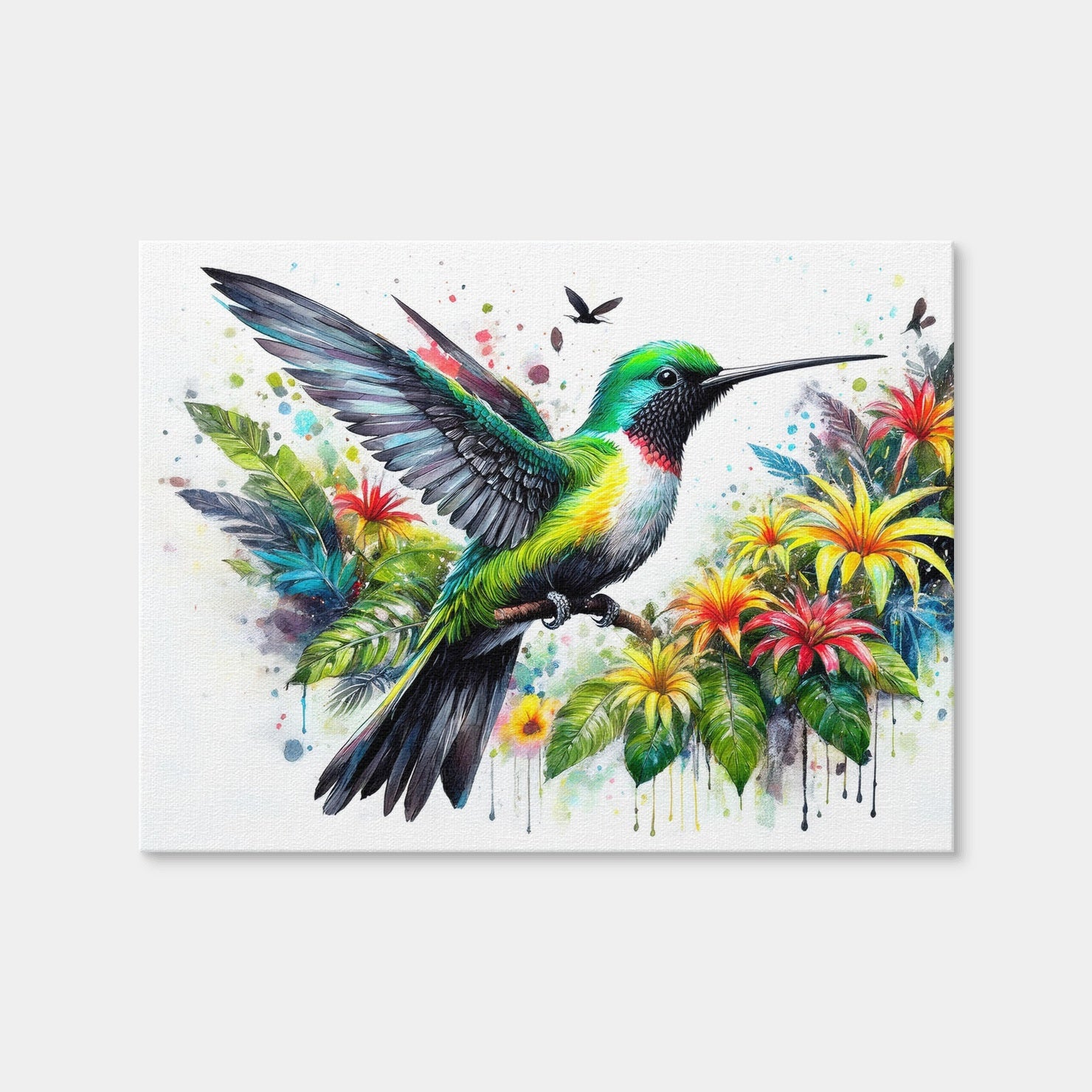 AUTO-MOCKUP WHITE | Hummingbird Watercolor | 1 Piece | Gallery Wrap Canvas | group=4x3