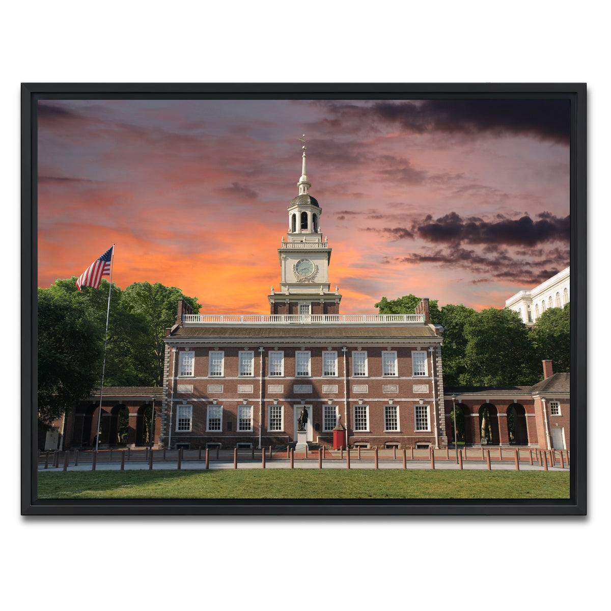 AUTO-MOCKUP WHITE | Independence Hall Sunset | 1 Piece | Black Framed Canvas | group=4x3