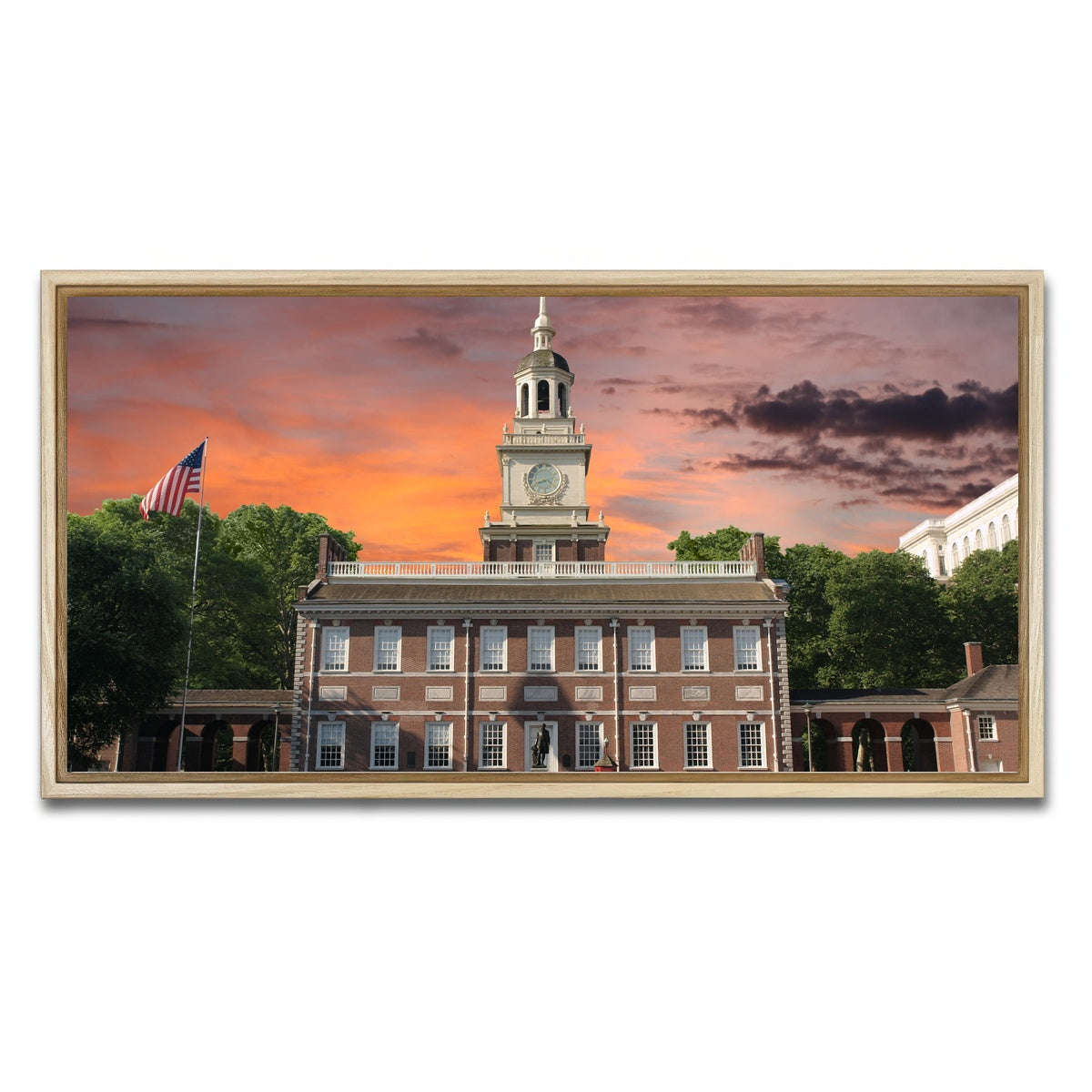 AUTO-MOCKUP WHITE | Independence Hall Sunset | 1 Piece | Natural Framed Canvas | group=2x1