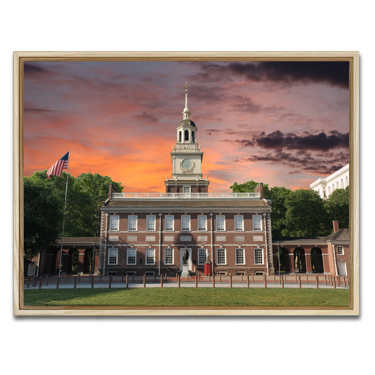 AUTO-MOCKUP WHITE | Independence Hall Sunset | 1 Piece | Natural Framed Canvas | group=4x3