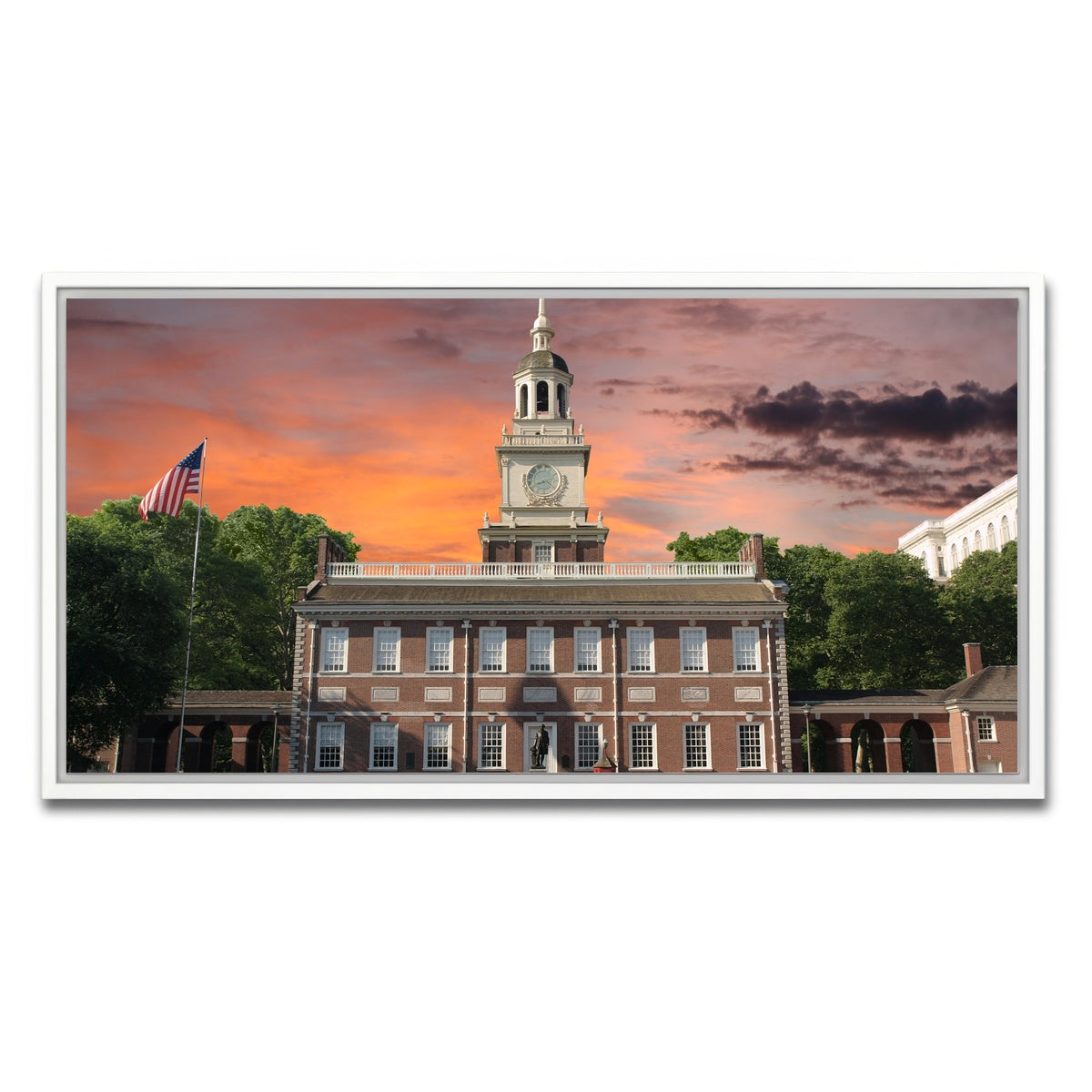 AUTO-MOCKUP WHITE | Independence Hall Sunset | 1 Piece | White Framed Canvas | group=2x1