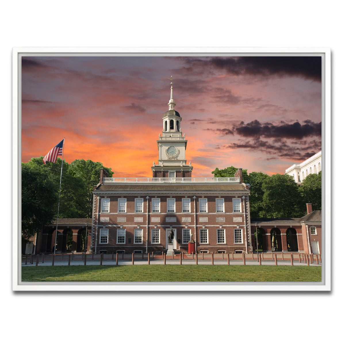 AUTO-MOCKUP WHITE | Independence Hall Sunset | 1 Piece | White Framed Canvas | group=4x3