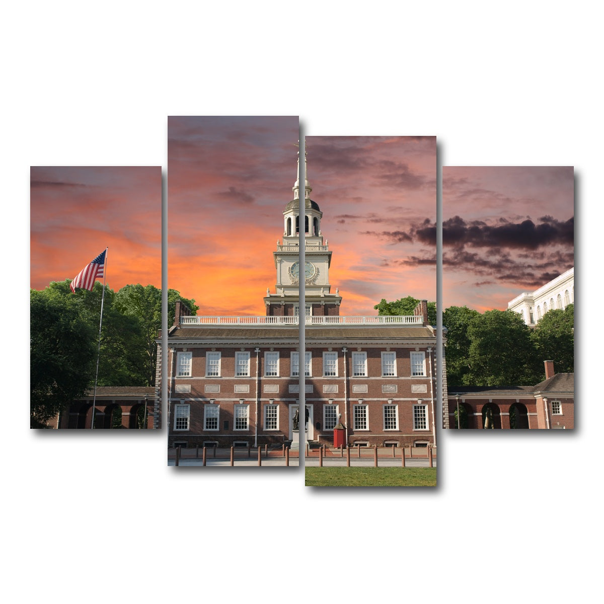 AUTO-MOCKUP WHITE | Independence Hall Sunset | 4 Piece | Gallery Wrap Canvas | group=4_short