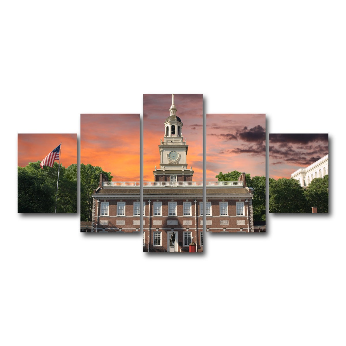 AUTO-MOCKUP WHITE | Independence Hall Sunset | 5 Piece | Gallery Wrap Canvas | group=5_short