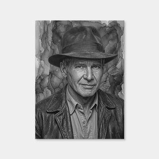 AUTO-MOCKUP WHITE | Indiana Jones Portrait Grayscale | 1 Piece | Gallery Wrap Canvas | group=3x4