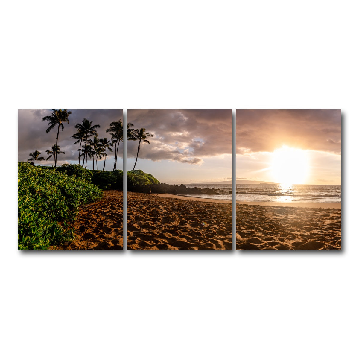 AUTO-MOCKUP WHITE | Island Sunset | 3 Piece | Gallery Wrap Canvas | group=18x24