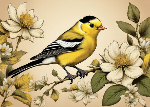 JJ Audubon's Style American Goldfinch Wall Art