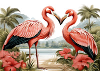JJ Audubon's Style Flamingos Wall Art