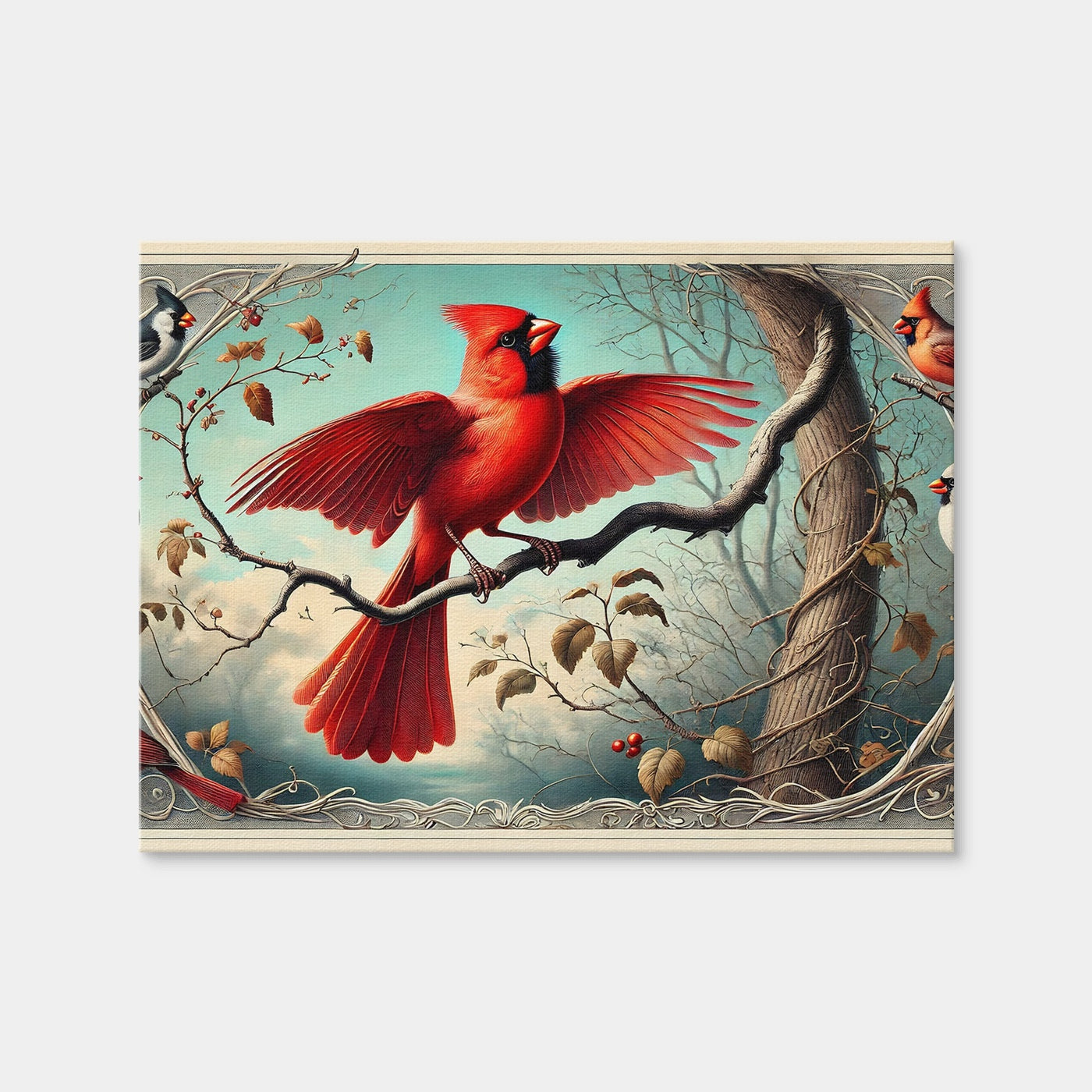 AUTO-MOCKUP WHITE | JJ Audubon's Style Northern Cardinal | 1 Piece | Gallery Wrap Canvas | group=4x3