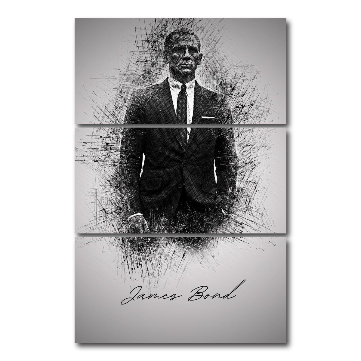 AUTO-MOCKUP WHITE | James Bond | 3 Piece | Gallery Wrap Canvas | group=12x24_stacked