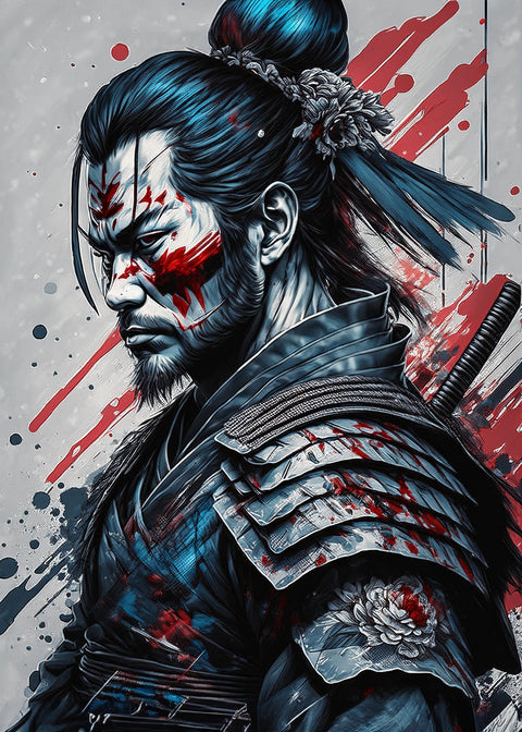 Japanese Samurai Warrior Portrait Wall Art