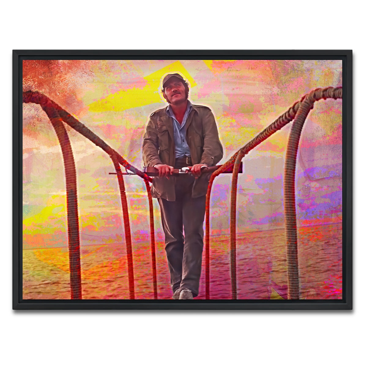 AUTO-MOCKUP WHITE | Jaws Quint Sunset | 1 Piece | Black Framed Canvas | group=4x3