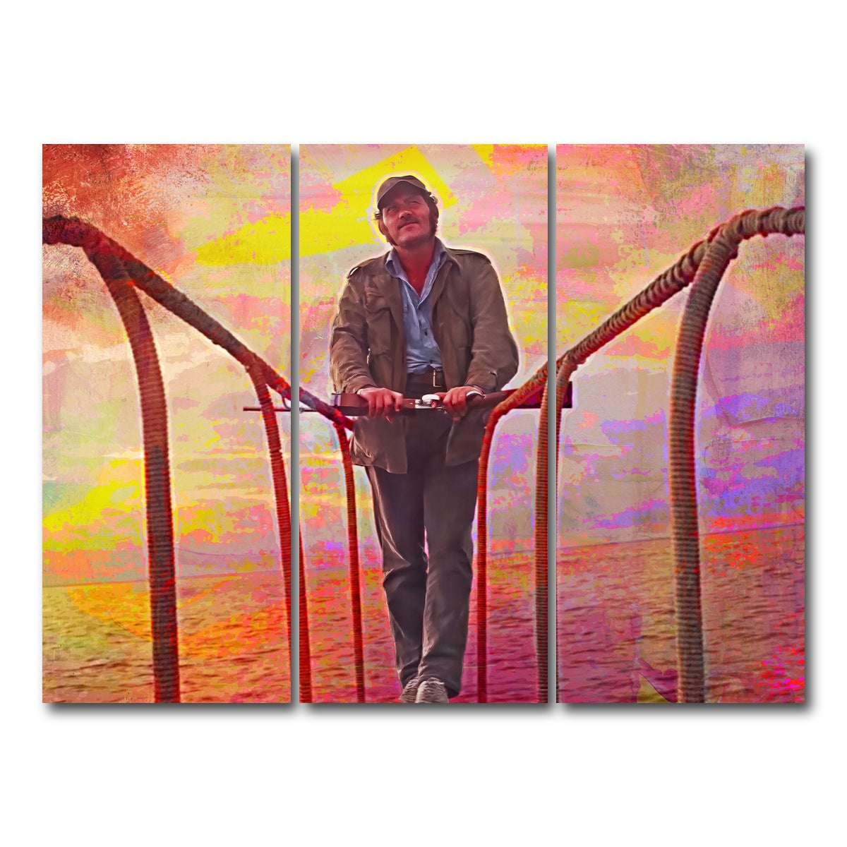 AUTO-MOCKUP WHITE | Jaws Quint Sunset | 3 Piece | Gallery Wrap Canvas | group=8x18