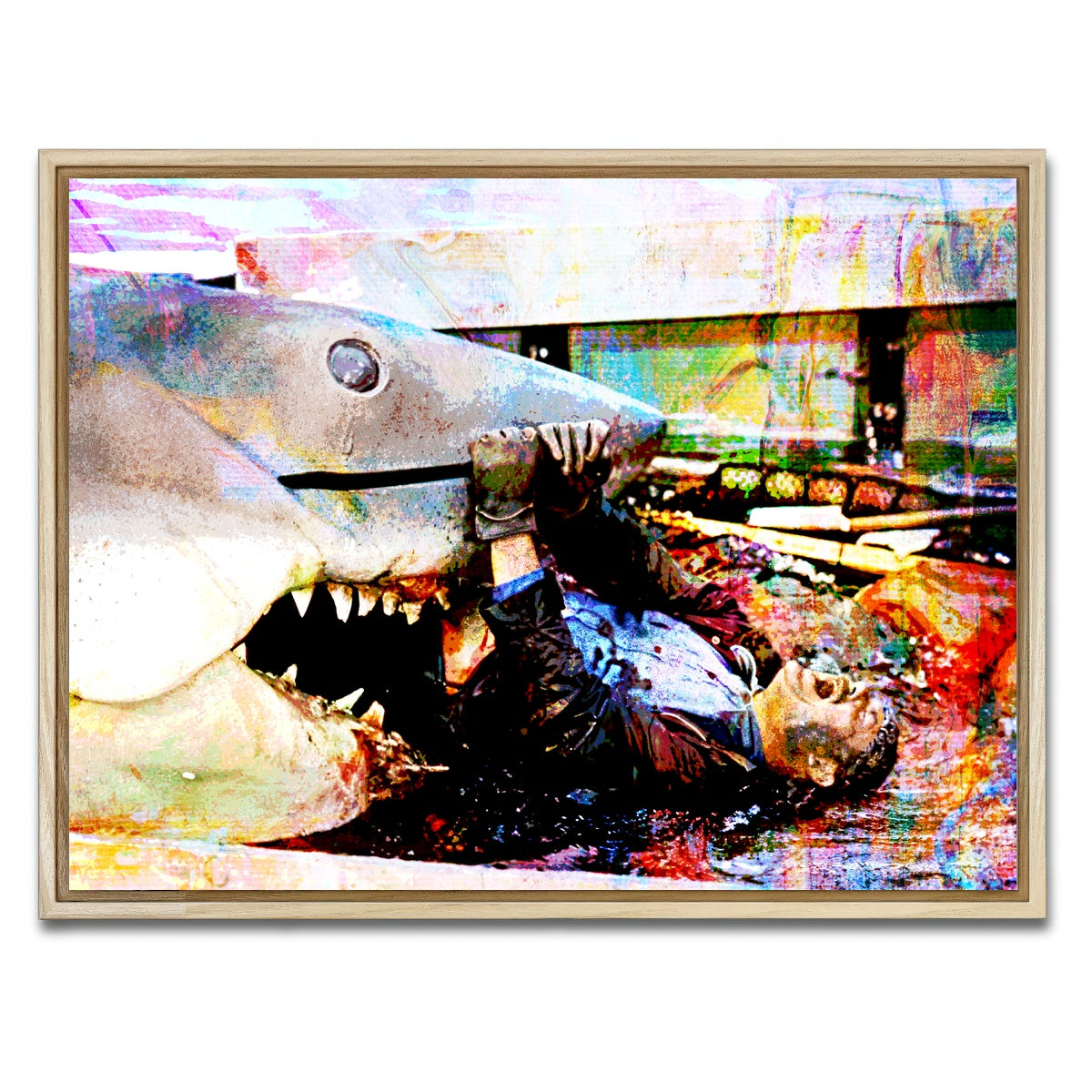 AUTO-MOCKUP WHITE | Jaws Quint's Death | 1 Piece | Natural Framed Canvas | group=4x3