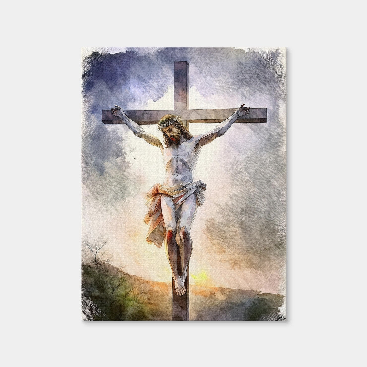 AUTO-MOCKUP WHITE | Jesus on Cross | 1 Piece | Gallery Wrap Canvas | group=3x4