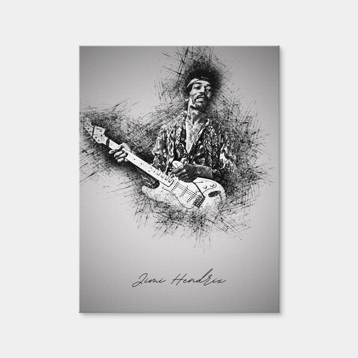 AUTO-MOCKUP WHITE | Jimi Hendrix Guitar | 1 Piece | Gallery Wrap Canvas | group=3x4