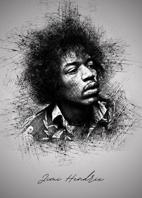 Jimi Hendrix Sketch Wall Art