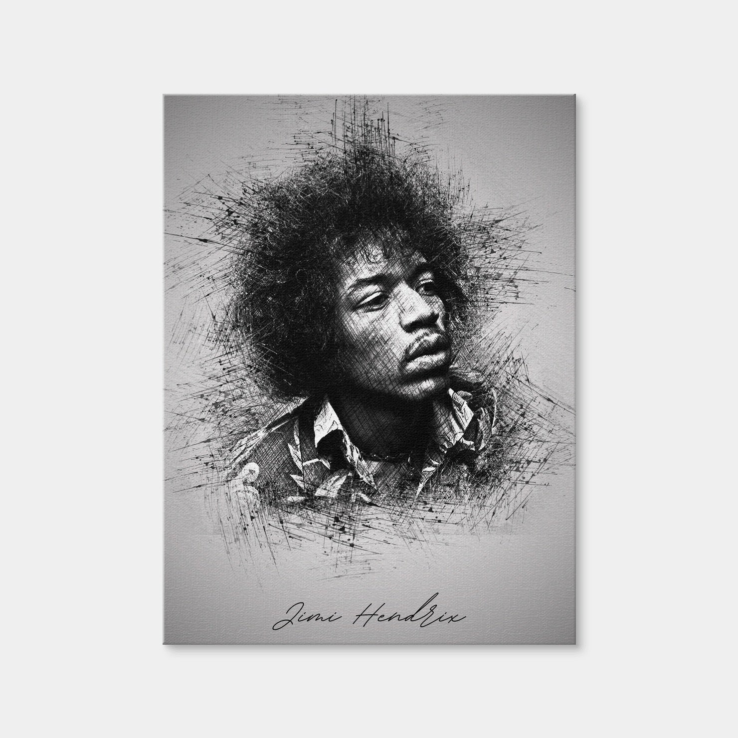 AUTO-MOCKUP WHITE | Jimi Hendrix Sketch | 1 Piece | Gallery Wrap Canvas | group=3x4