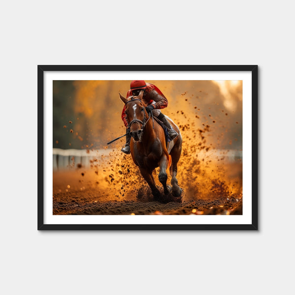Jockey on Horse Racing Wall Art — Framed Print Format preview
