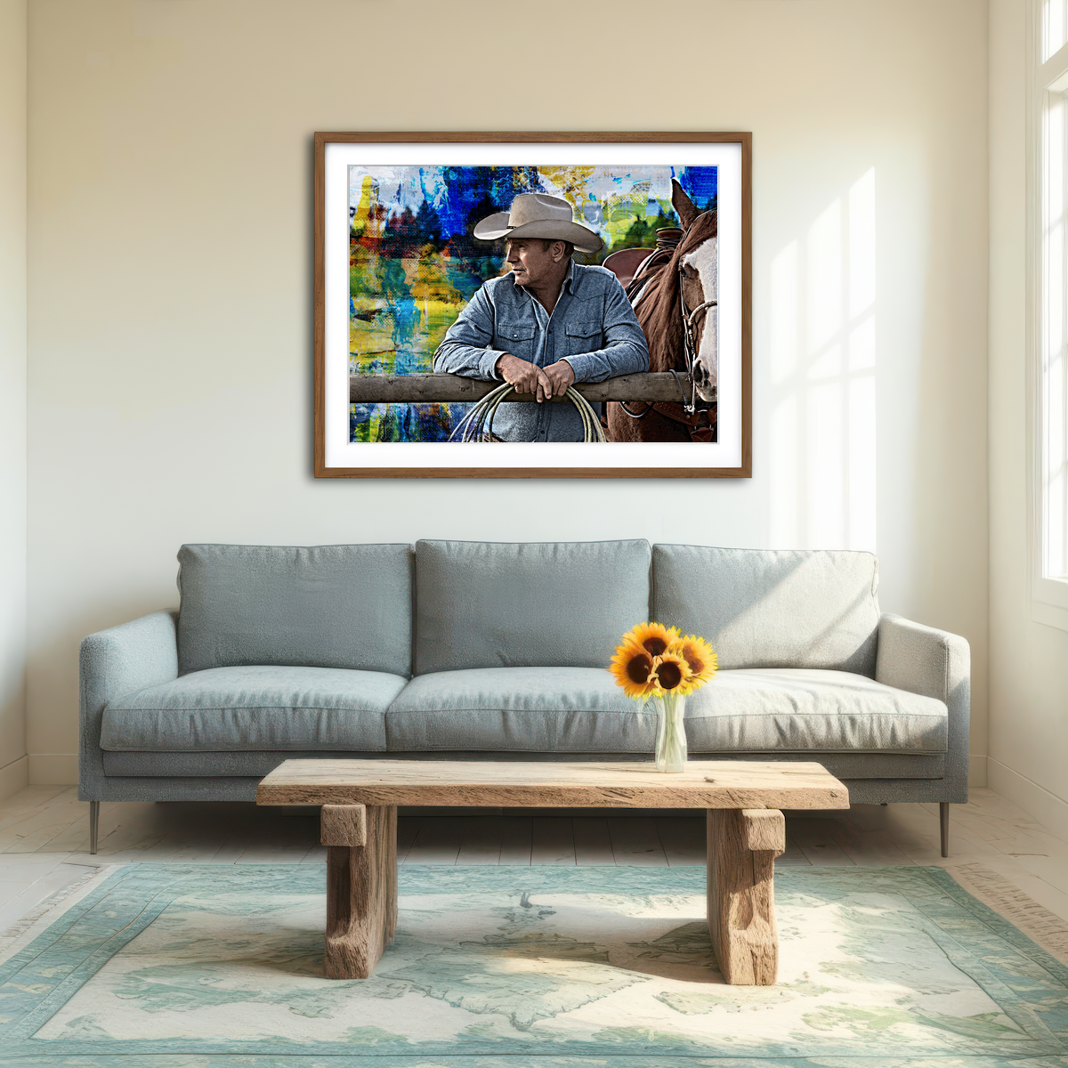 AUTO-MOCKUP ROOM | John Dutton & Horse Wall Art