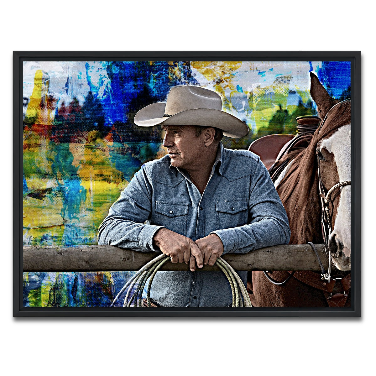 AUTO-MOCKUP WHITE | John Dutton & Horse | 1 Piece | Black Framed Canvas | group=4x3