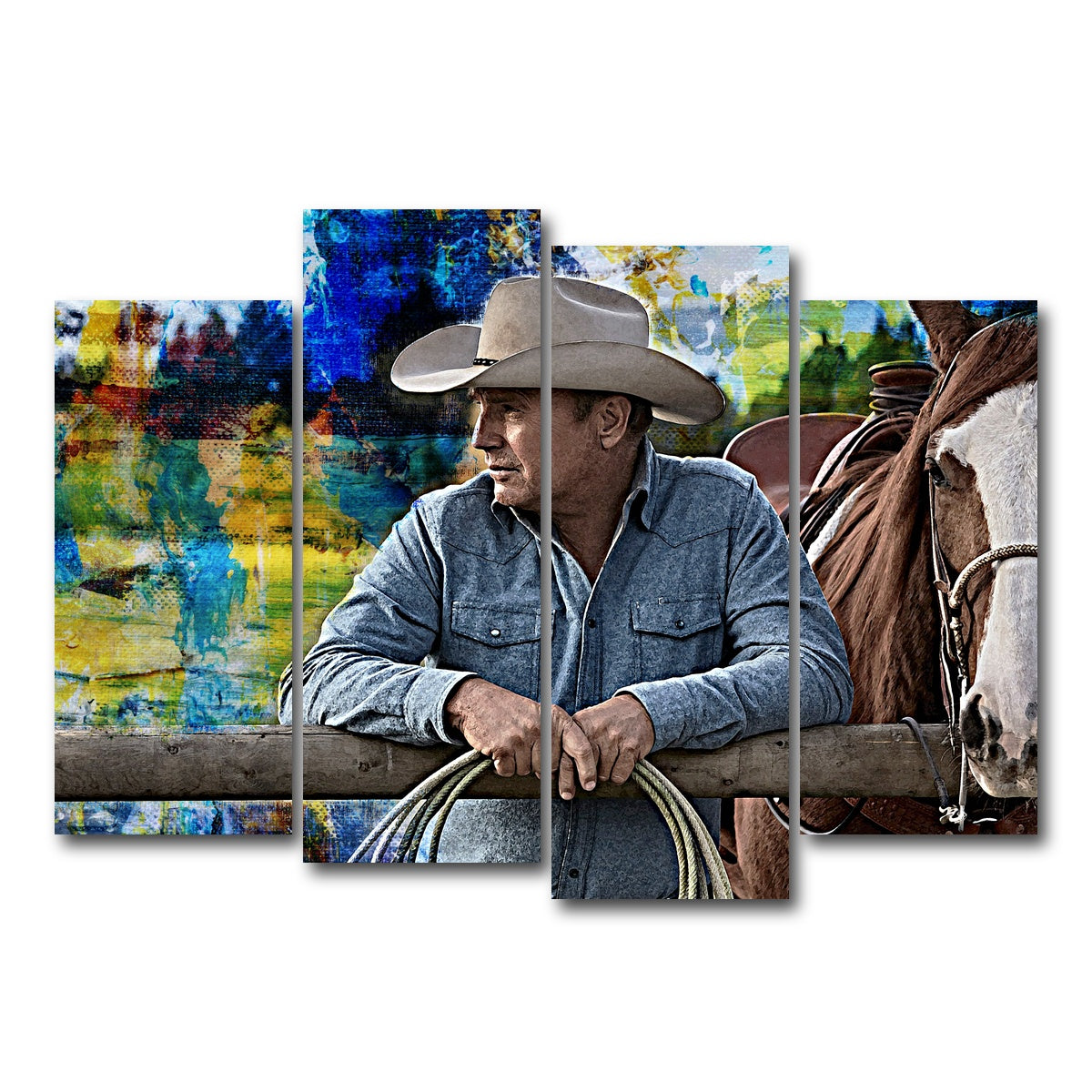 AUTO-MOCKUP WHITE | John Dutton & Horse | 4 Piece | Gallery Wrap Canvas | group=4_normal