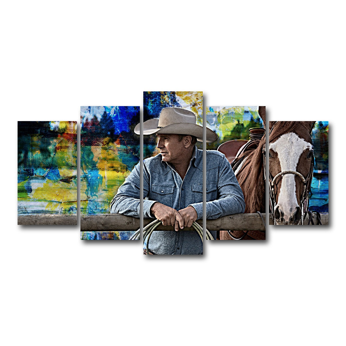 AUTO-MOCKUP WHITE | John Dutton & Horse | 5 Piece | Gallery Wrap Canvas | group=5_normal