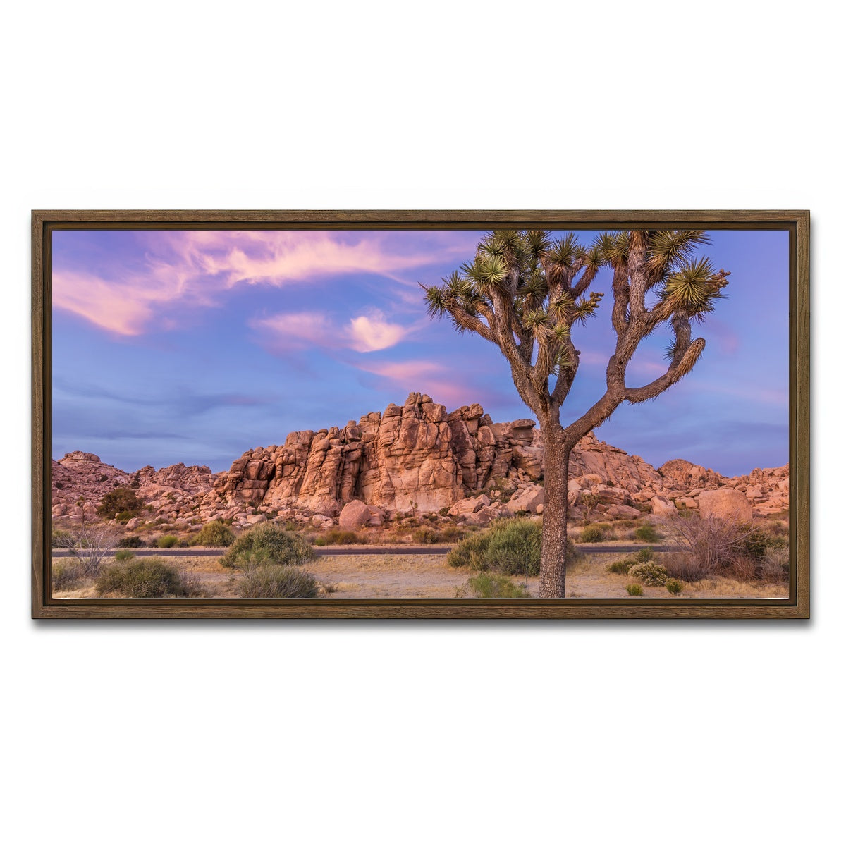 AUTO-MOCKUP WHITE | Joshua Tree in the evening | 1 Piece | Walnut Framed Canvas | group=2x1