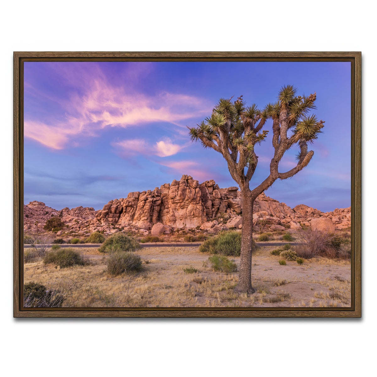 AUTO-MOCKUP WHITE | Joshua Tree in the evening | 1 Piece | Walnut Framed Canvas | group=4x3