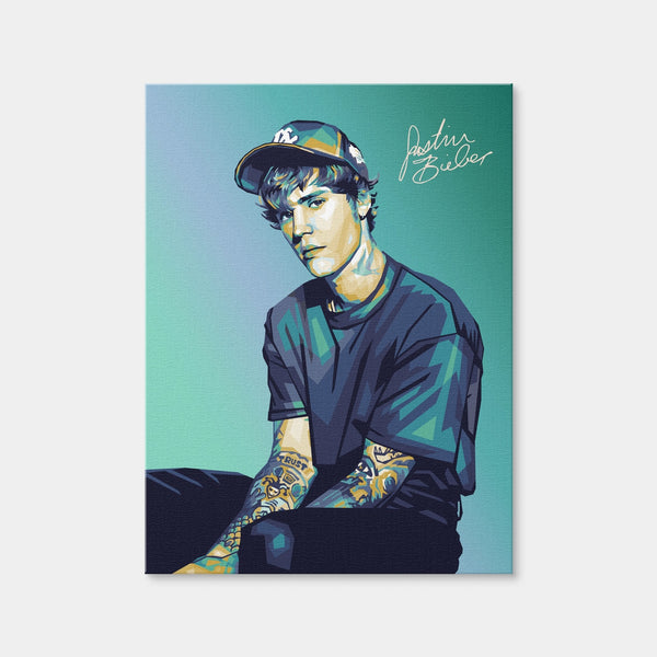 Justin Wearing A Cap Wall Art — Canvas Wrap Format preview